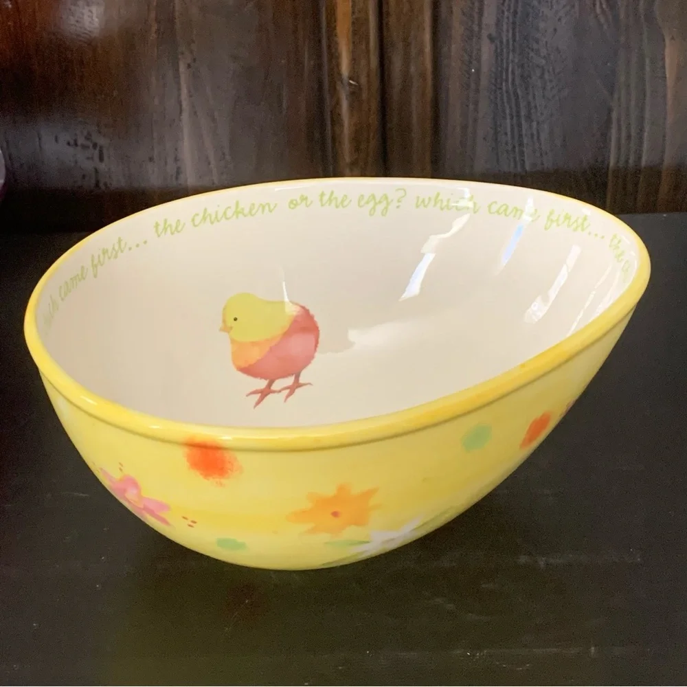 RARE - HTF Chicken or the Egg Department 56 Easter Egg Shaped Serving Bowl - Picture 1 of 16